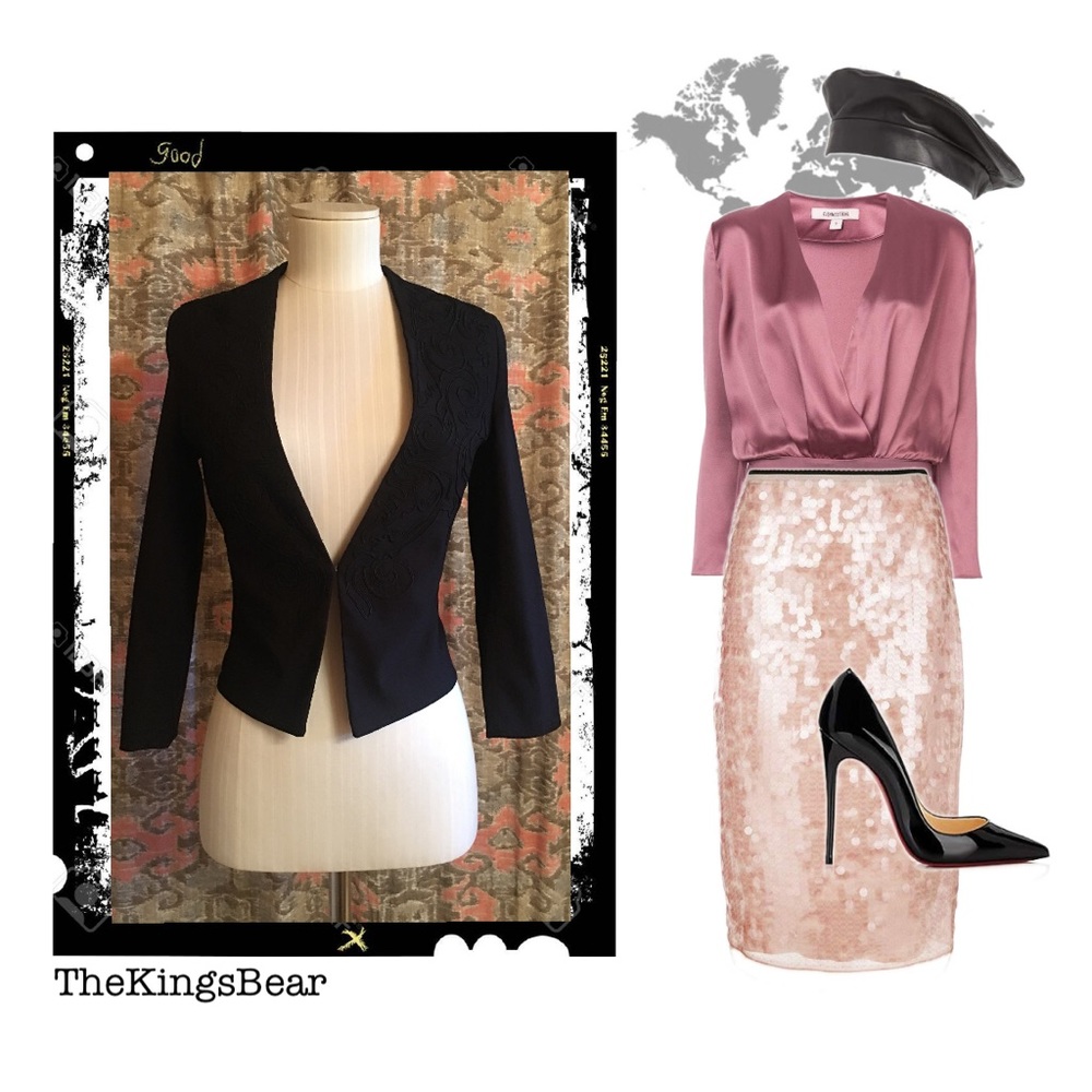 🚺 H&M Cropped Embroidered Blazer